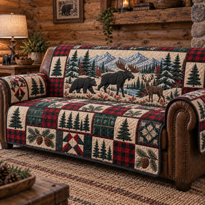Moose Bear Mountain Plaid Sofa Cover - Made to Order