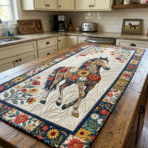 Grey Horse Sunflower Panel Table Runner - Made to Order