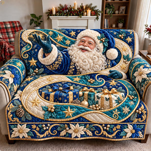 Santa Blue Christmas Magic Sofa Cover - Made to Order