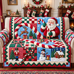 Santa Candy Cane Sofa Cover - Made to Order