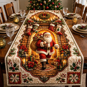 Santa Christmas Fireplace Table Runner - Made to Order