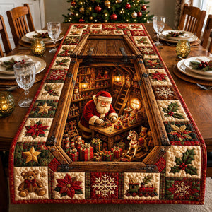 Santa Christmas Workshop Table Runner - Made to Order