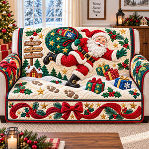 Santa Holiday Wishes Sofa Cover - Made to Order