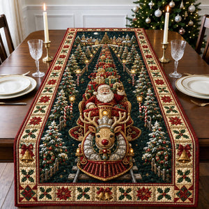 Santa Reindeer Christmas Train Table Runner - Made to Order