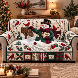 Snowman Mail Delivery Sofa Cover - Made to Order