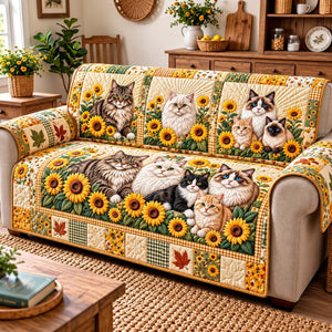 Sunflower Farmhouse Cats Sofa Cover - Made to Order