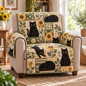 Sunflower Gingham Cats Sofa Cover - Made to Order