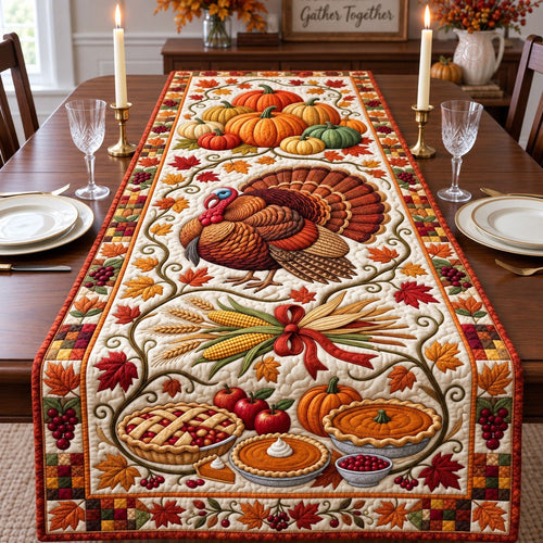 Turkey Pumpkin Harvest Table Runner - Made to Order