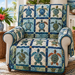 Vintage Sea Turtle Tiles Sofa Cover - Made to Order
