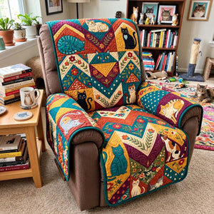 Whimsical Folk Cats Sofa Cover - Made to Order