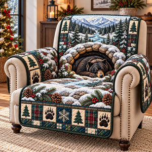 Sleeping Bear Snow Den Rustic Guardian Sofa Cover - Made to Order
