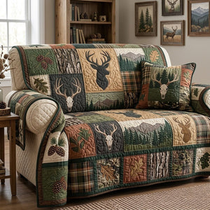 Woodland Deer Patchwork Sofa Cover - Made to Order