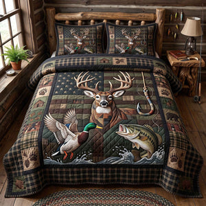 American Outdoors Buck And Duck 3-Piece Quilted Bedding Set