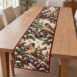 Brambling Plum Toy Telescope Christmas Table Runner