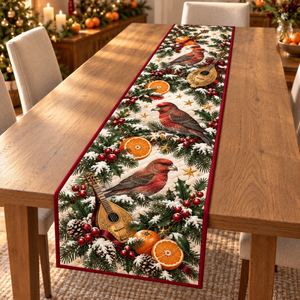 Crossbill Clementine Golden Mandolin Christmas Table Runner