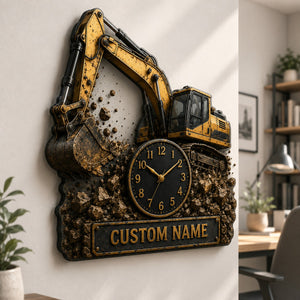 Personalized Construction Leadership Wall Clock with Custom Name - Silent Quartz Printed Acrylic Housewarming Gift