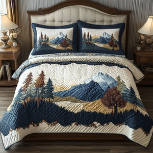 Forest Vibe Blue Peaks 3-Piece Quilted Bedding Set