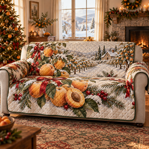 Holiday Apricot Christmas Quilted Sofa Cover