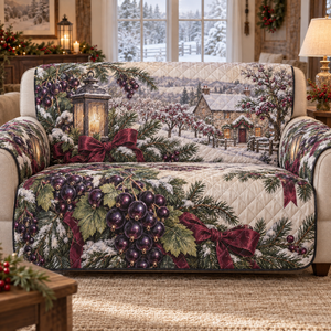 Holiday Blackcurrant Christmas Quilted Sofa Cover