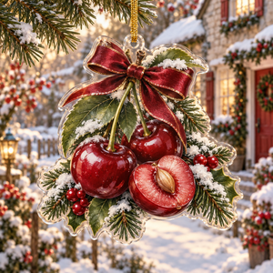 Holiday Cherry Acrylic Christmas Ornament