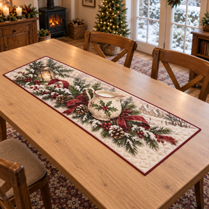 Holiday Creamer Christmas Quilted Table Runner