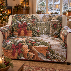 Holiday Garden Trowel Christmas Quilted Sofa Cover