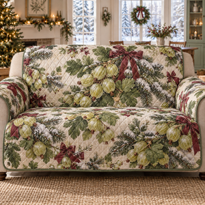 Holiday Gooseberry Christmas Quilted Sofa Cover