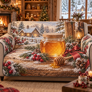 Holiday Honey Jar Christmas Quilted Sofa Cover