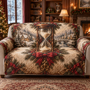 Holiday Hourglass Christmas Quilted Sofa Cover