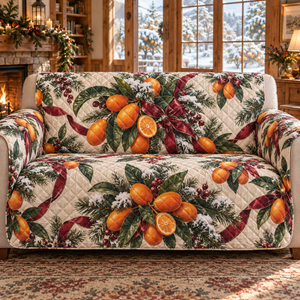 Holiday Kumquat Christmas Quilted Sofa Cover