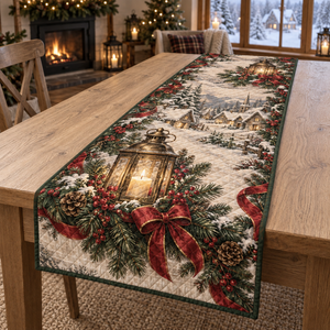 Holiday Lantern Christmas Quilted Table Runner