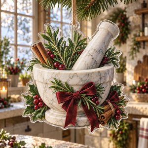 Holiday Mortar and Pestle Acrylic Christmas Ornament