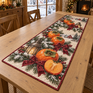 Holiday Persimmon Christmas Quilted Table Runner