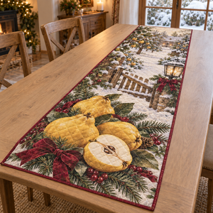 Holiday Quince Christmas Quilted Table Runner