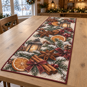 Holiday Star Anise Christmas Quilted Table Runner