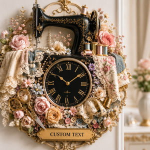 Personalized Sewing Wall Clock with Custom Name - Silent Quartz Printed Acrylic Housewarming Gift