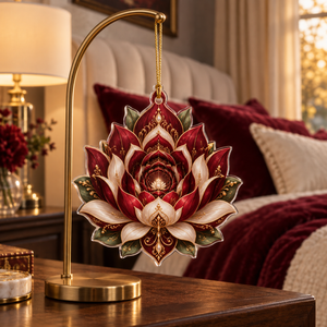 Red Lotus Mandala Bedroom Custom Shape Ornament