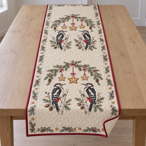 Woodpecker Hazelnut Cookie Stars Table Runner