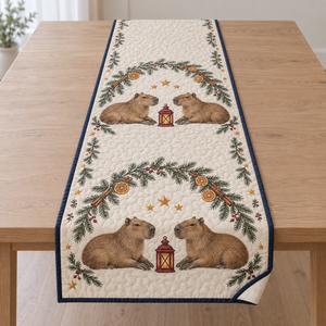 Capybara Orange Lantern Table Runner