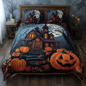 Spooky Manor Moon 3-Piece Quilted Bedding Set