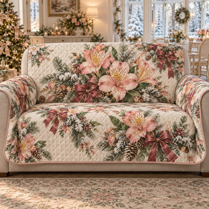 Winter Alstroemeria Christmas Quilted Sofa Cover