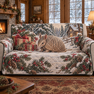 Winter Armadillo Christmas Quilted Sofa Cover