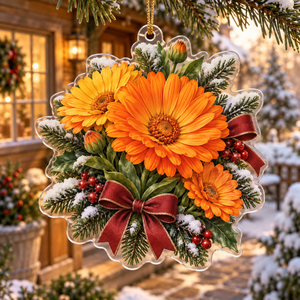 Winter Calendula Acrylic Christmas Ornament