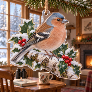 Winter Chaffinch Acrylic Christmas Ornament