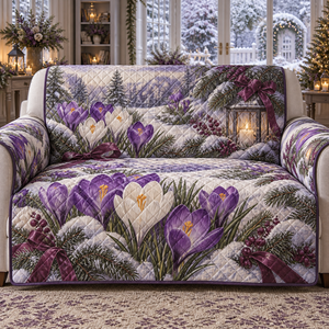 Winter Crocus Christmas Quilted Sofa Cover