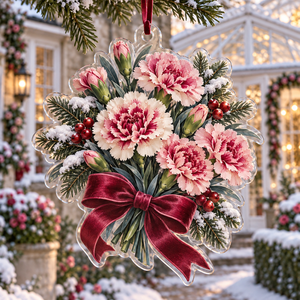 Winter Dianthus Acrylic Christmas Ornament