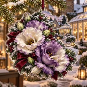 Winter Lisianthus Acrylic Christmas Ornament