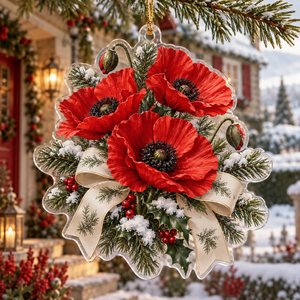 Winter Poppy Acrylic Christmas Ornament