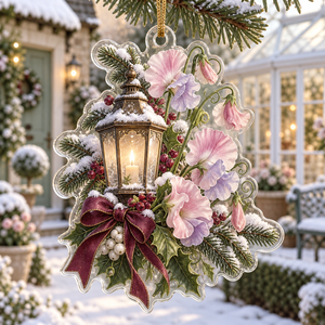 Winter Sweet Pea Acrylic Christmas Ornament