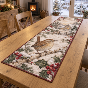Winter Wren Christmas Quilted Table Runner